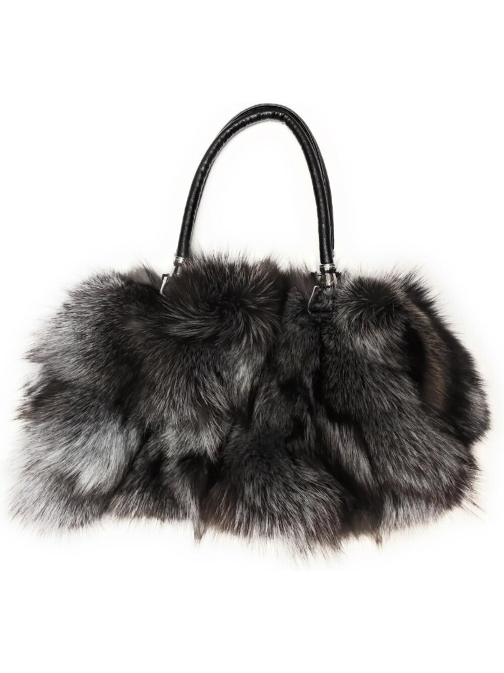 Luxurious Large Genuine Fox Fur Handbag - Spacious, Stylish Design with Nylon